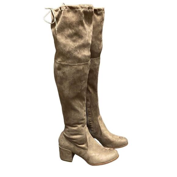 Yoki Tan Faux Suede Over The Knee Boots Size 9 - Picture 1 of 10